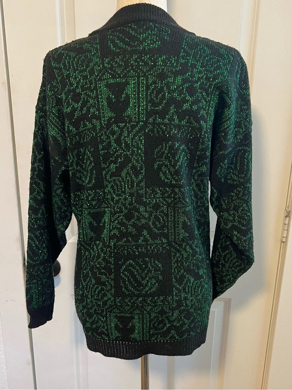 VNTG Ice Metallic Patterned Wool Blend Ugly Christmas Sweater Holiday Jumper - Picture 3 of 5